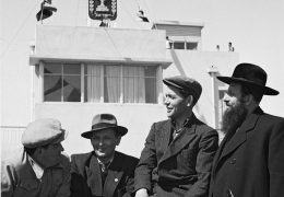 THE "SS GALILAH" ARRIVING AT THE HAIFA PORT WITH  NEW IMMIGRANTS, JUST IN TIME TO CELEBRATE THE STATE OF      ISRAEL'S SECOND INDEPENDENCE DAY.