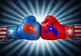 American,Election,Fight,As,Republican,Versus,Democrat,As,Two,Boxing