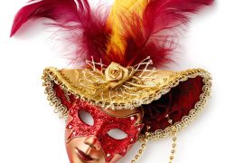 Red,Carnival,Mask.,Isolated,Over,White